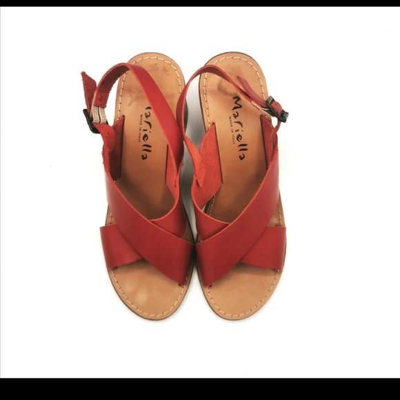 Mariella Red Block Heel Sandals Size 9 (40) - Picture 6 of 8